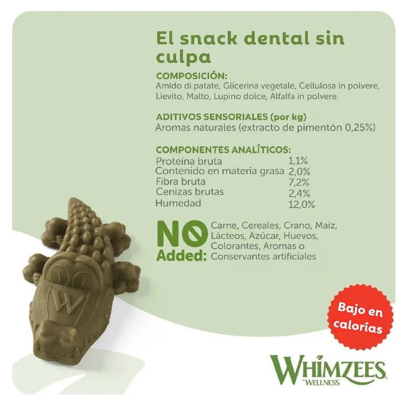 Whimzees Cocodrilo Mix Bolsa 360 g Snack Dental para Perros