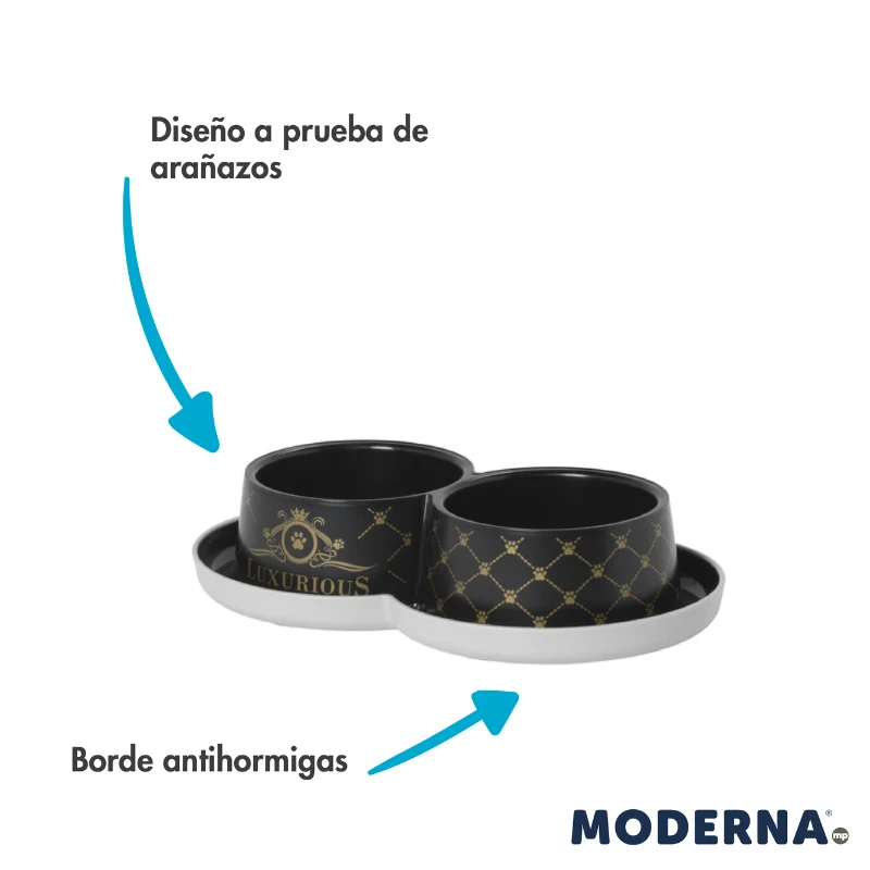 COMEDERO TRENDY DINNER PERRO DOBLE LUXURIOUS 2 x 350 ML