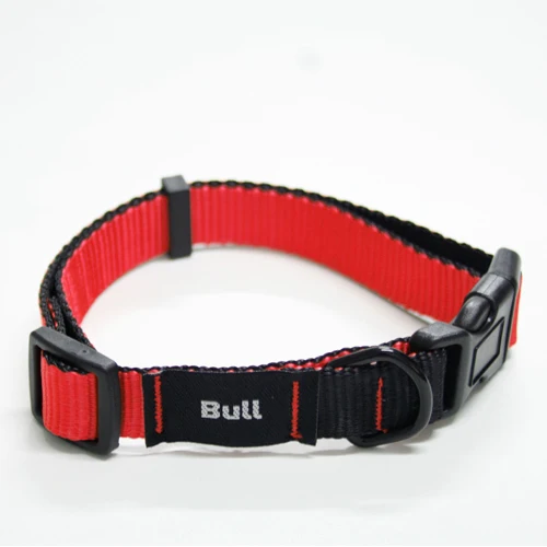 COLLAR PERROS LISO ROJO BULL NYLON