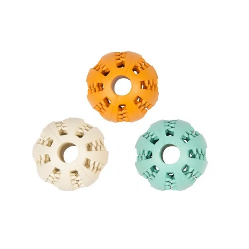 JUGUETE PERRO GOMA BOLA DENTAL CON SABOR MIX 7 CM