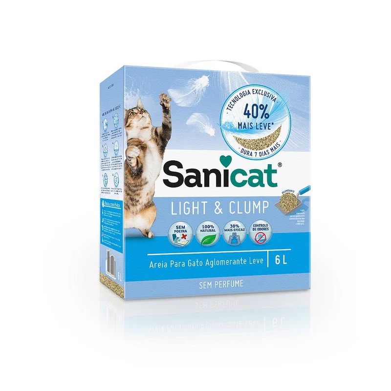 ARENA GATOS BENTONITA SANICAT FINA LIGHT & CLUMP 3 X 6 L