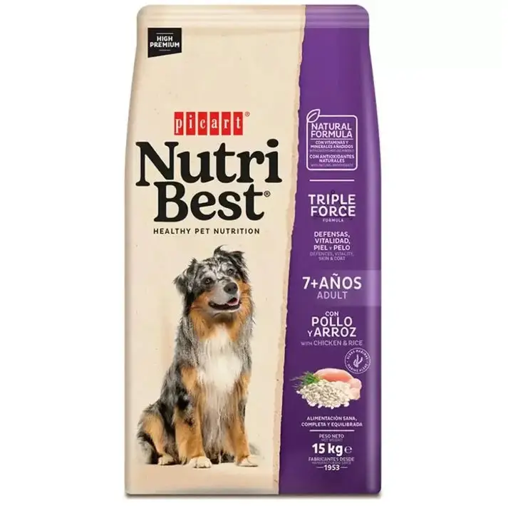 Picart Nutribest Senior con Pollo y Arroz Pienso para Perros +7 años