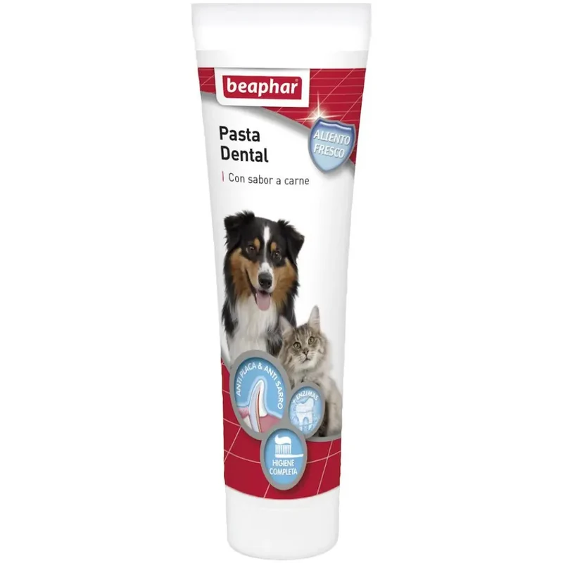 Beaphar Pasta Dentífrica con Sabor a Carne para Perros y Gatos 100 g