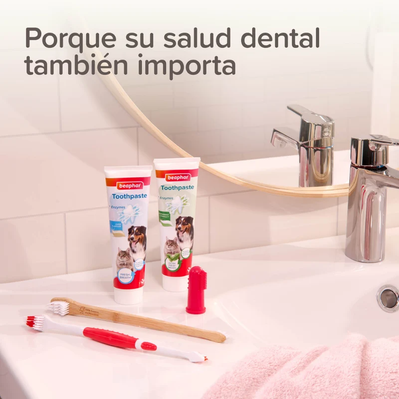 Beaphar Cepillo de Dientes Doble Cabezal para Perros y Gatos de Todos los Tamaños