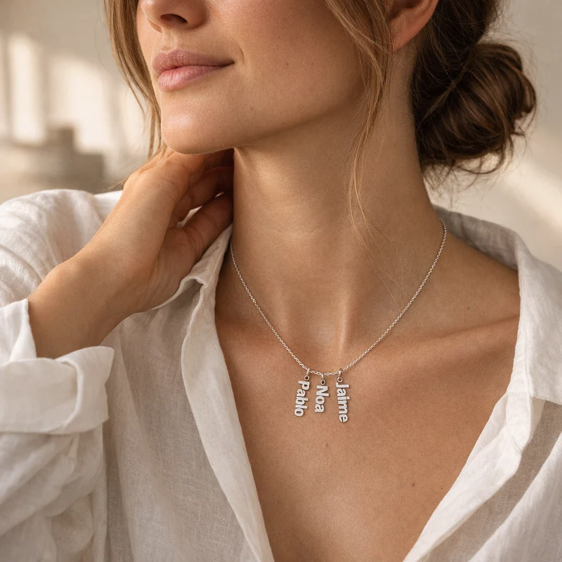 Collar Triple de Plata 925 con Nombres Grabados