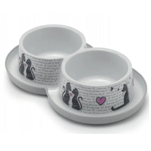 MODERNA COMEDERO TRENDY DINNER PERRO DOBLE CATS IN LOVE 2 x 350 ML