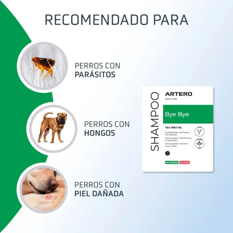 Champú Bye Bye Antiparasitario para Perros 250 ml Artero