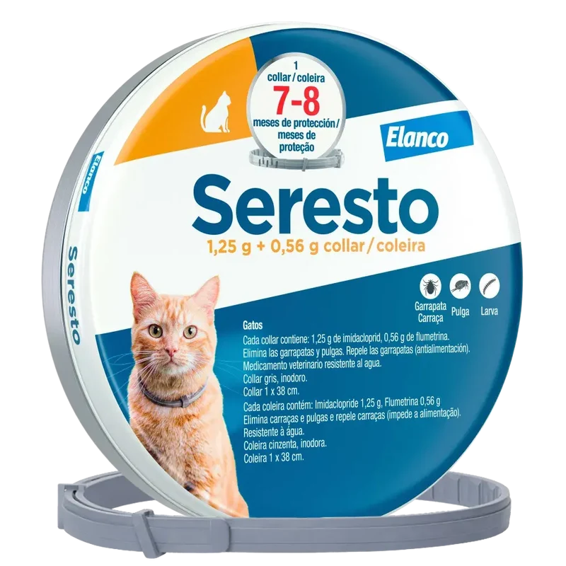 Seresto Collar Antiparasitario para Gatos Protege contra Garrapatas, Pulgas y Larvas