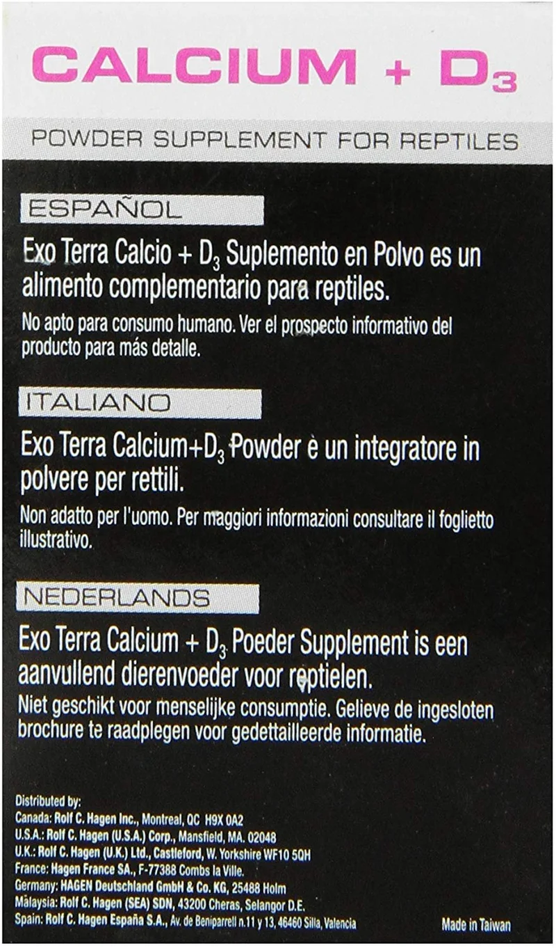 EXO TERRA Calcio + D3 polvo Reptiles Suplemento, 1.4-ounce