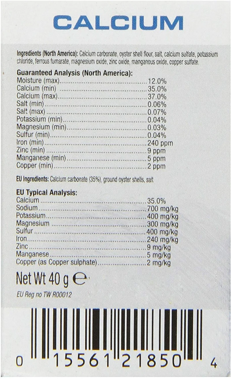 EXO TERRA Reptiles/anfibios en polvo Suplemento de calcio, 1.4-ounce