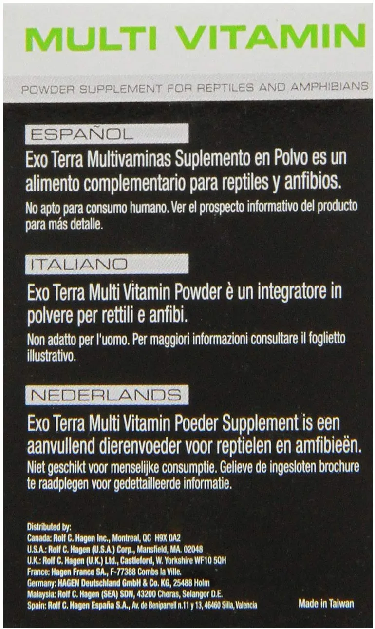 EXO TERRA Multi vitamina polvo Reptiles/anfibios Suplemento, 1.1-ounce