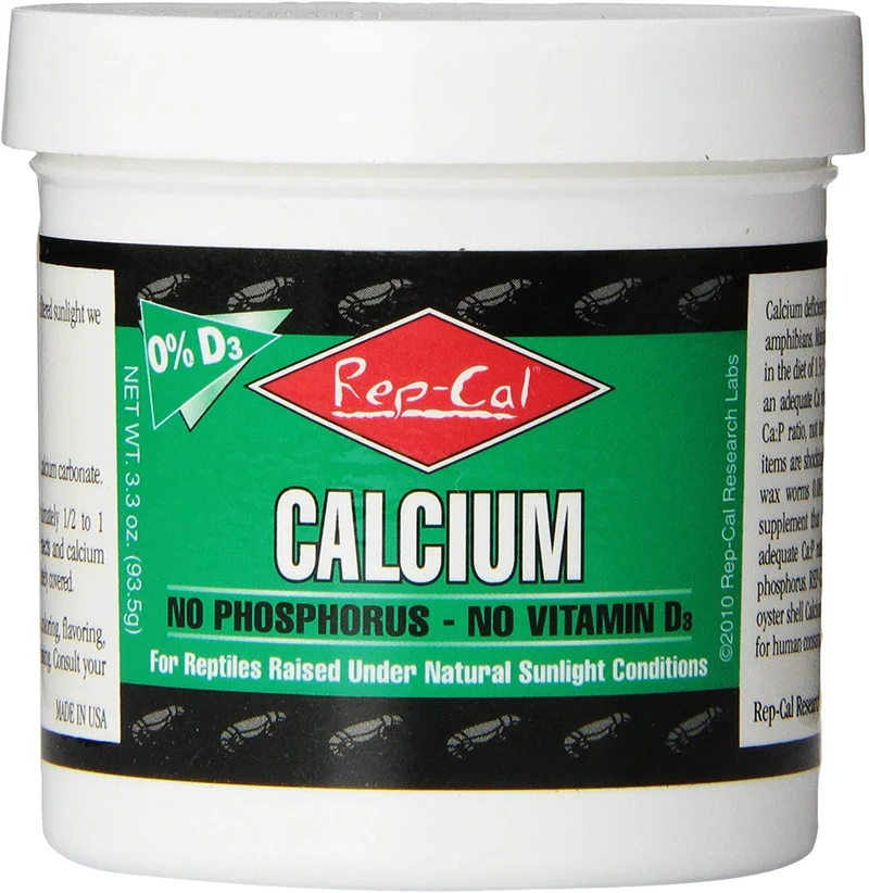 rep-cal srp00220 phosphorous-free Calcio polvo Reptil/Anfibio Suplemento sin vitamina D3, 3.3-ounce
