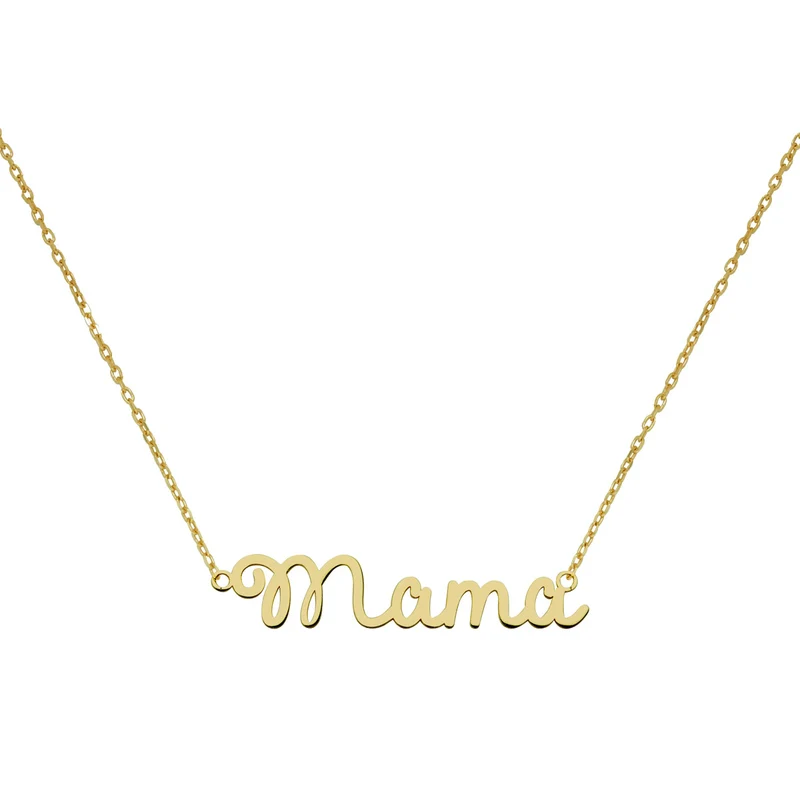 Collar Mamá Caligrafía de Oro 9K con Nombre Grabado