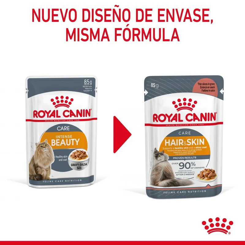 Royal Canin Hair & Skin Care Finas Láminas en Salsa 85 g Húmedo para Gatos