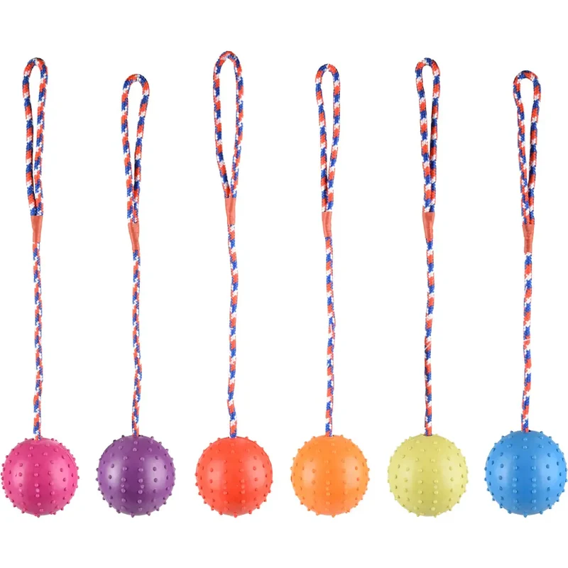 Flamingo Juguete Perro Pelota Pinchos con Cuerda 7 cm