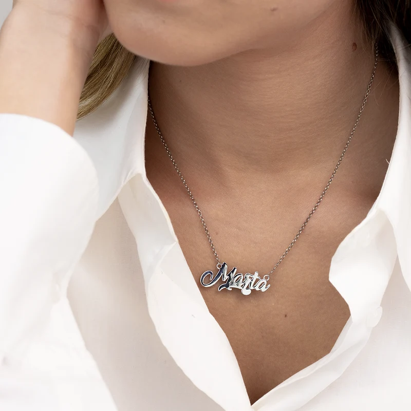 Collar Estilo Carrie de Plata 925 con Nombre Grabado