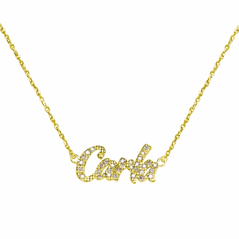 Collar de Oro 18K con Nombre Grabado y Diamantes