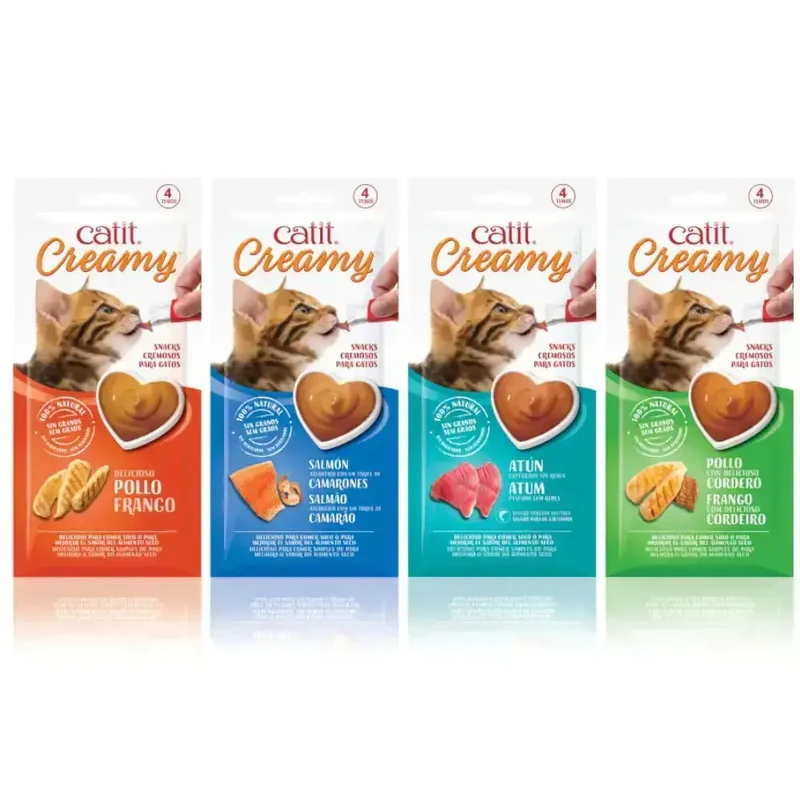 Catit Creamy Snack Salmón y Gambas Pack 4X10 g