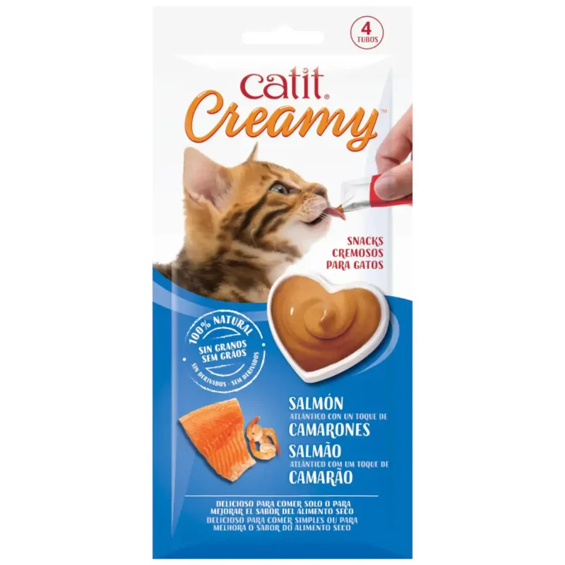 Catit Creamy Snack Salmón y Gambas Pack 4X10 g