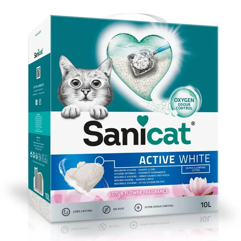 Arena Aglomernate para Gatos Sanicat Active White 6L Flor de Loto