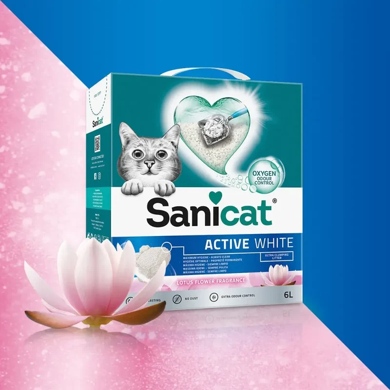 Arena Aglomernate para Gatos Sanicat Active White 6L Flor de Loto