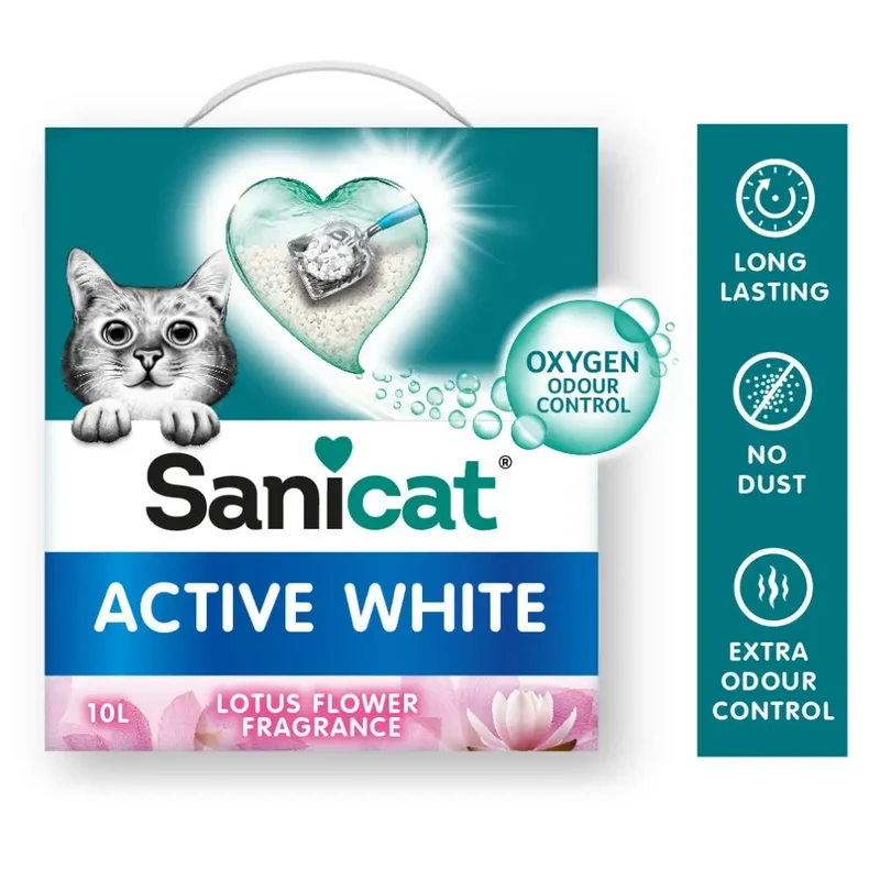 Arena Aglomernate para Gatos Sanicat Active White 6L Flor de Loto