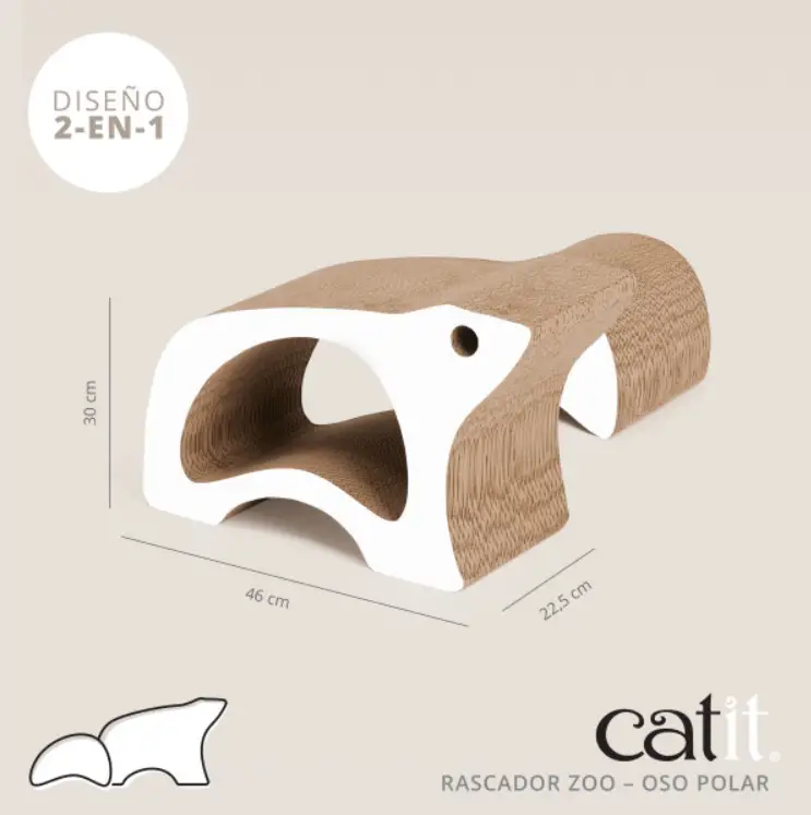 Rascador Catit Zoo Oso Polar 2 En 1 30X22,5X46 cm