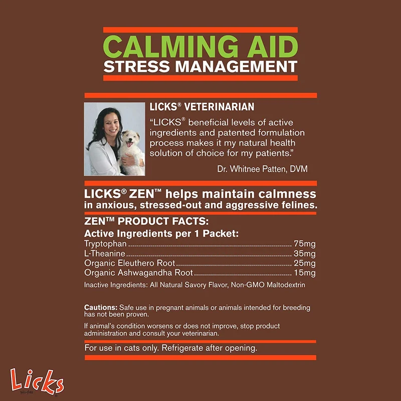 Licks Cat Zen relajante ayuda Suplementos – 30-use