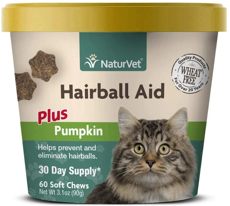 naturvet Hairball Plus calabaza de ayuda para gatos, suave Chews, fabricado en EE. UU.