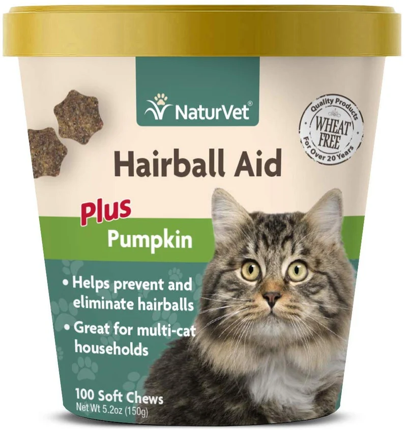 naturvet Hairball Plus calabaza de ayuda para gatos, suave Chews, fabricado en EE. UU.