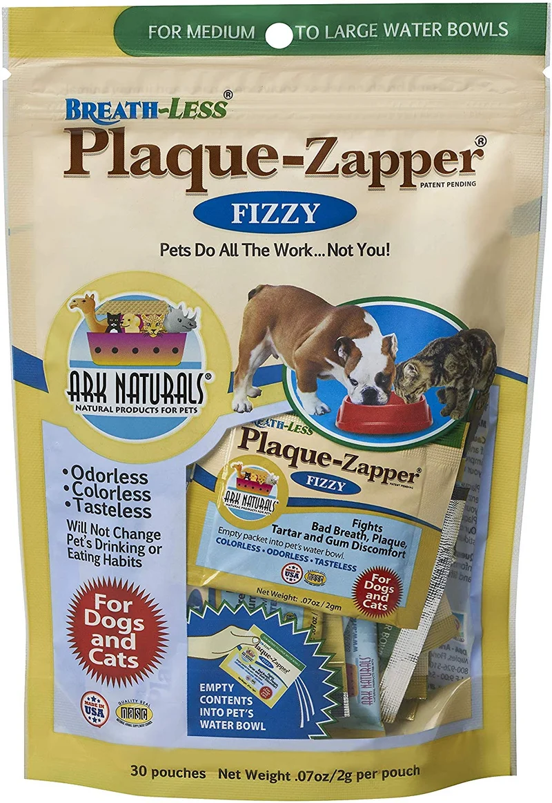 ARK NATURALS Plaque Zapper, Tasteless Water Fizzy for Cats and Dogs, Reduces Bad Breath, Plaque and Tartar, 30 Count