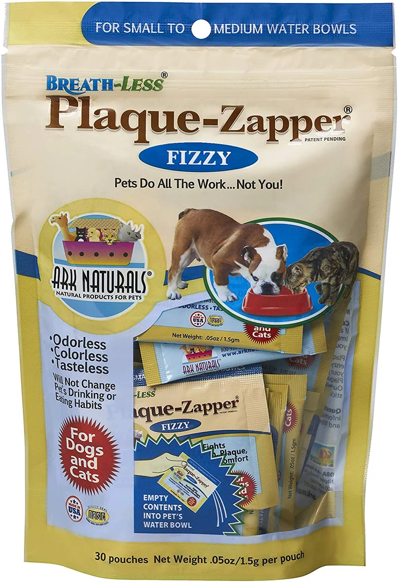 ARK NATURALS Plaque Zapper, Tasteless Water Fizzy for Cats and Dogs, Reduces Bad Breath, Plaque and Tartar, 30 Count