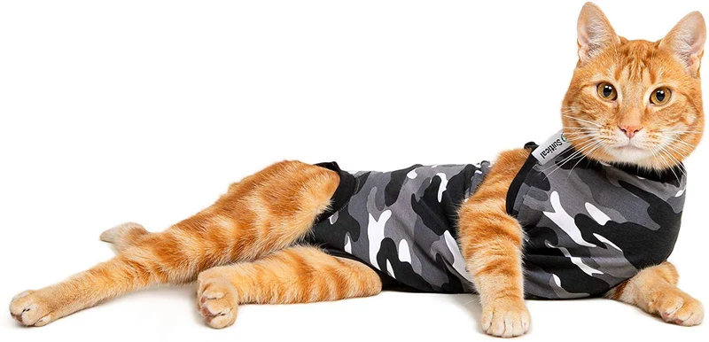 Traje de recuperación de gato de Suitical, negro