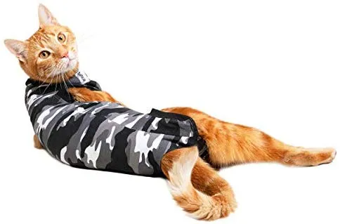 Traje de recuperación de gato de Suitical, negro