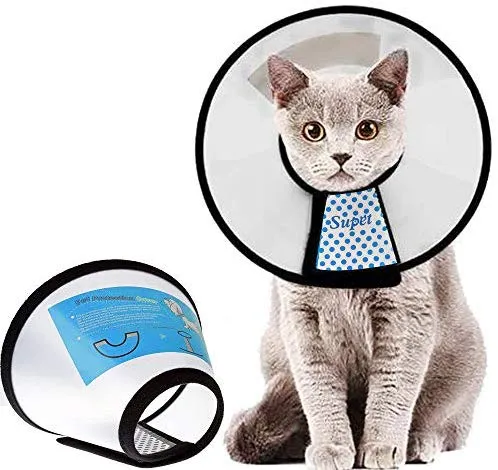 Supet Cat Cone Adjustable Pet Cone Pet Recovery Collar Comfy Pet Cone Collar Protective Collar for After Surgery Anti-Bite Lick Wound Healing Safety Practical Plastic E-Collar for Cats Puppy Rabbit