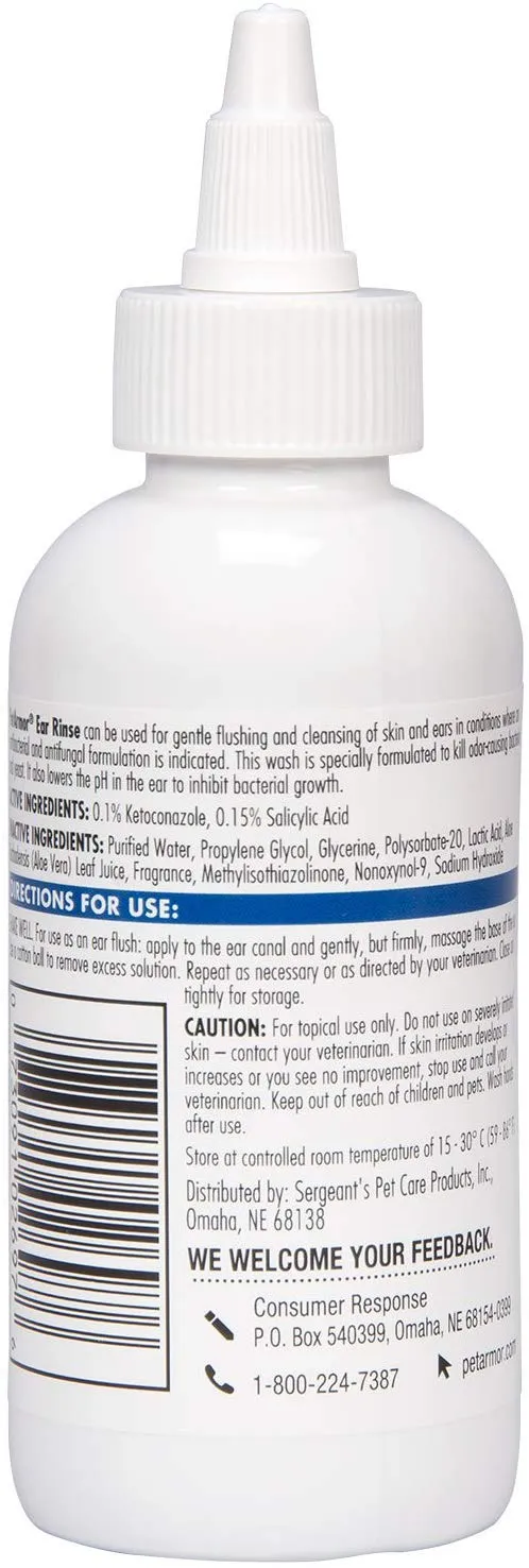 petarmor Ear Rinse para perros & gatos, 4 oz