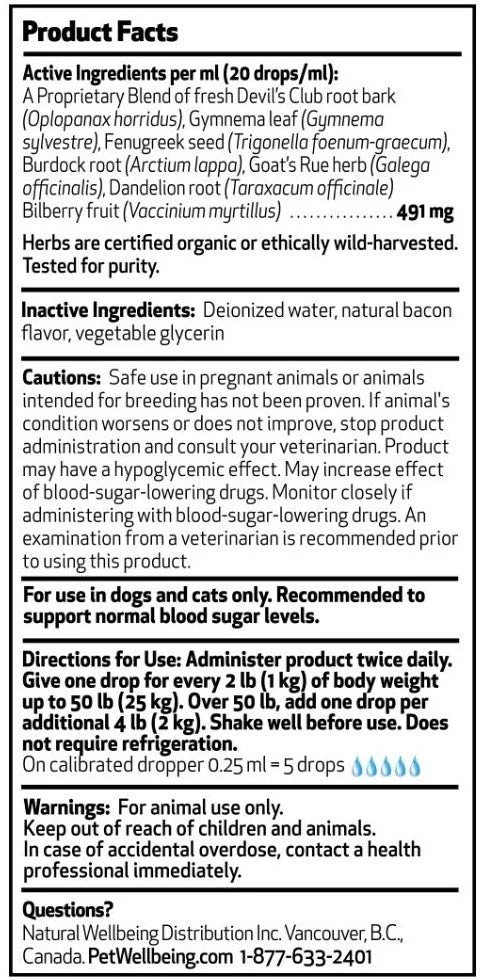 Pet bienestar Azúcar en la sangre Gold para gatos – Natural apoyo para Saludable niveles de azúcar en la sangre en gatos – 2 onza 59 Milliliter