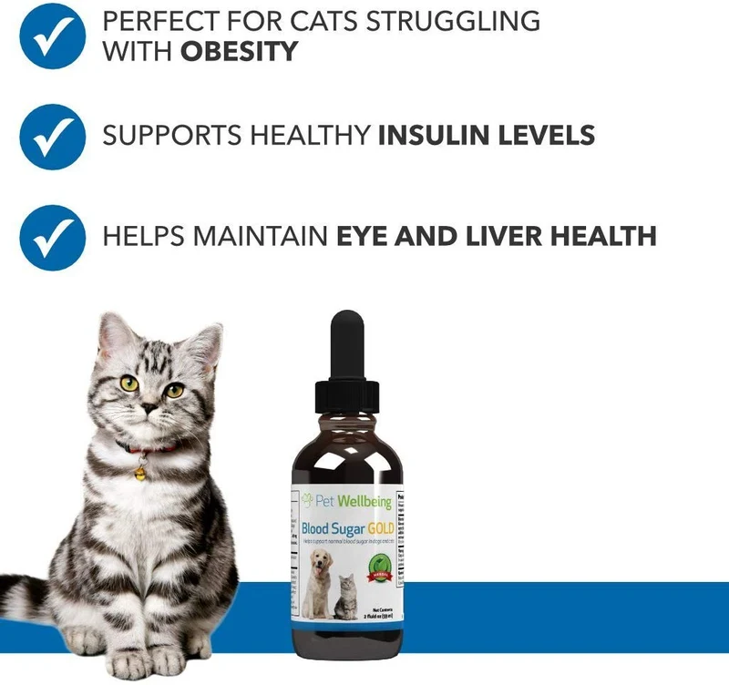 Pet bienestar Azúcar en la sangre Gold para gatos – Natural apoyo para Saludable niveles de azúcar en la sangre en gatos – 2 onza 59 Milliliter