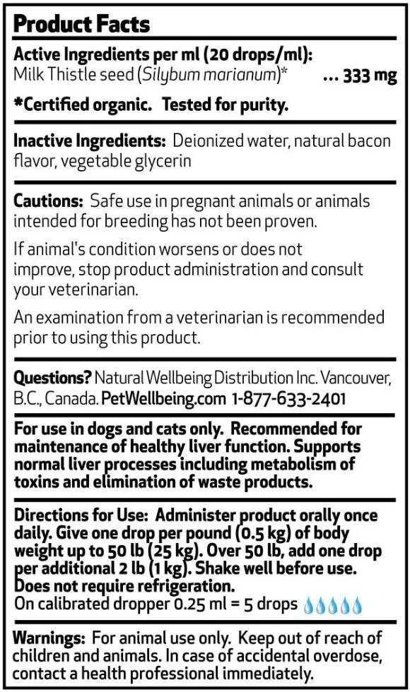 Pet bienestar – Cardo de Leche para gatos – Natural apoyo para la salud Feline Hígado – 2OZ (59ml)