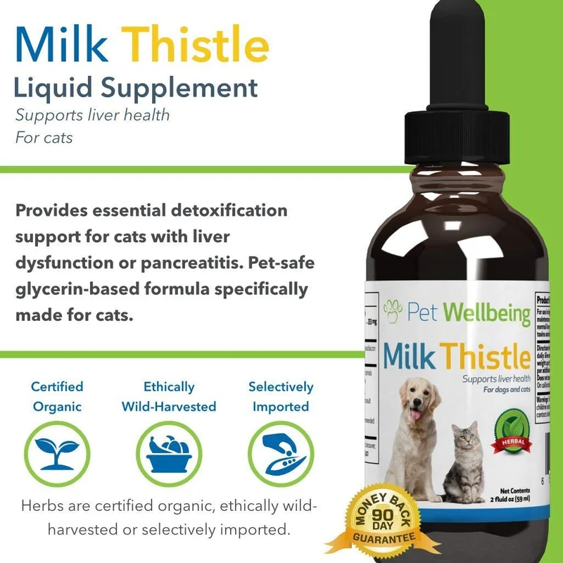 Pet bienestar – Cardo de Leche para gatos – Natural apoyo para la salud Feline Hígado – 2OZ (59ml)