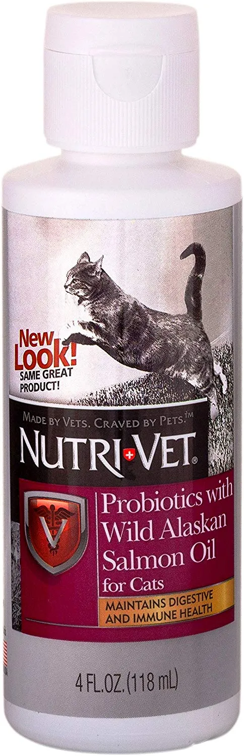 nutri-vet Probiotics con aceite de Wild Salmón de Alaska para gatos, 4-Ounce