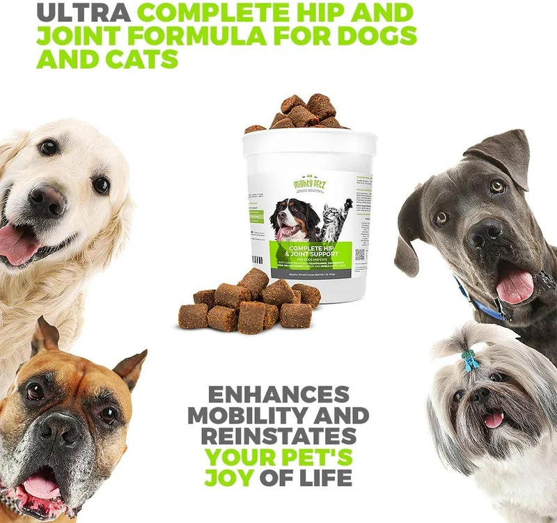 Mighty Petz 5 en 1 glucosamina masticar para perros y gatos, bonus eBook! Restaura la movilidad, evita la rigidez de las articulaciones. Hip & Joint Support Chondroitin MSM & Vitamin Treats, sin limping & Pain, Boost Energy.
