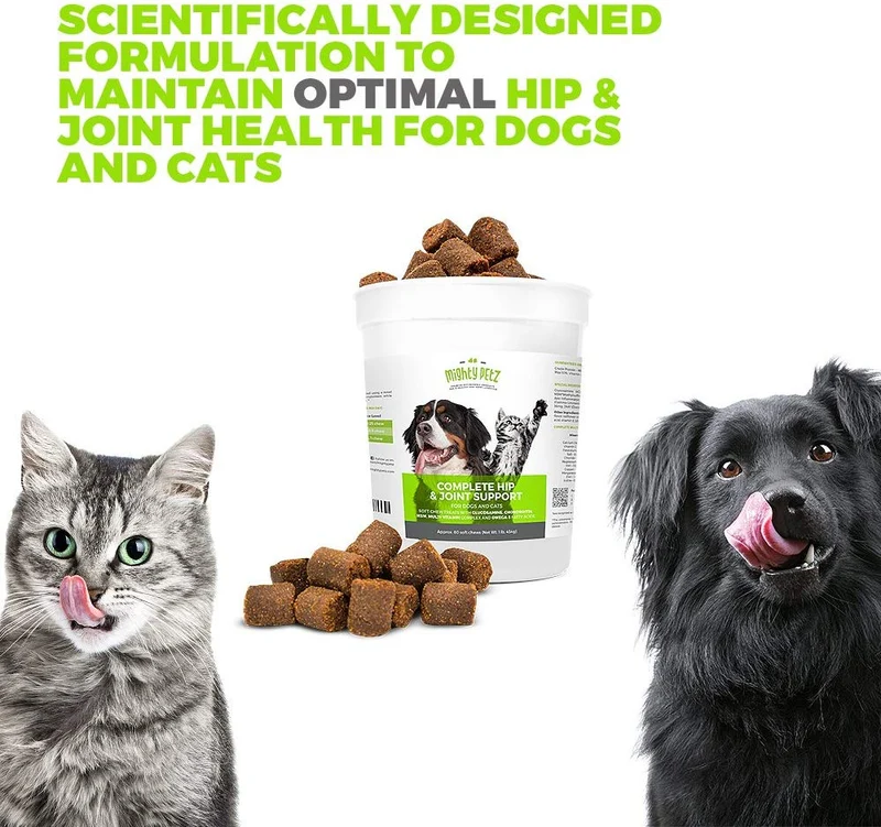 Mighty Petz 5 en 1 glucosamina masticar para perros y gatos, bonus eBook! Restaura la movilidad, evita la rigidez de las articulaciones. Hip & Joint Support Chondroitin MSM & Vitamin Treats, sin limping & Pain, Boost Energy.