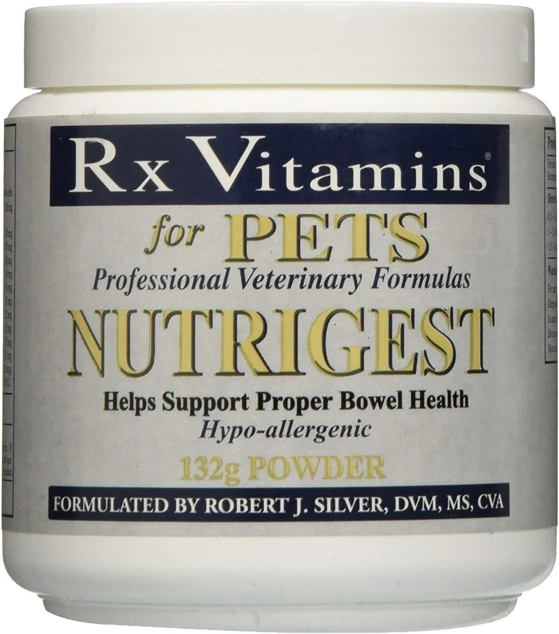 Rx Vitaminas para mascotas Nutrigest para perros y gatos – Ayuda a apoyar la salud intestinal y digestiva adecuada – Probiótico formulado veterinario – polvo 4.66 oz