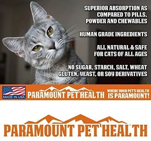 Paramount mascota salud líquido Glucosamina para gatos | Gato cadera y suplemento líquido las articulaciones con glucosamina condroitina MSM y taurina | Fabricado en EE. UU.