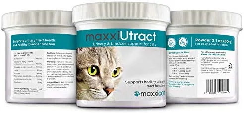 Maxxicat - MaxxiUtract Urinary and Bladder Supplement for Cats - Ayuda a prevenir la recurrencia UTI, soporta el control de la vejiga de línea y el sistema de tracto urinario Salud - Cranberry Formula Powder 2.1 oz