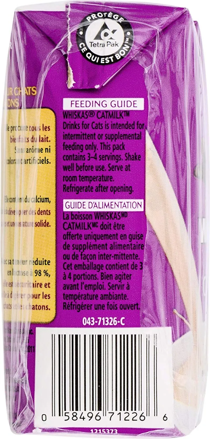 Leche para gatos y gatitos Whiskas, de 6,75 onzas líquidas (3 unidades)
