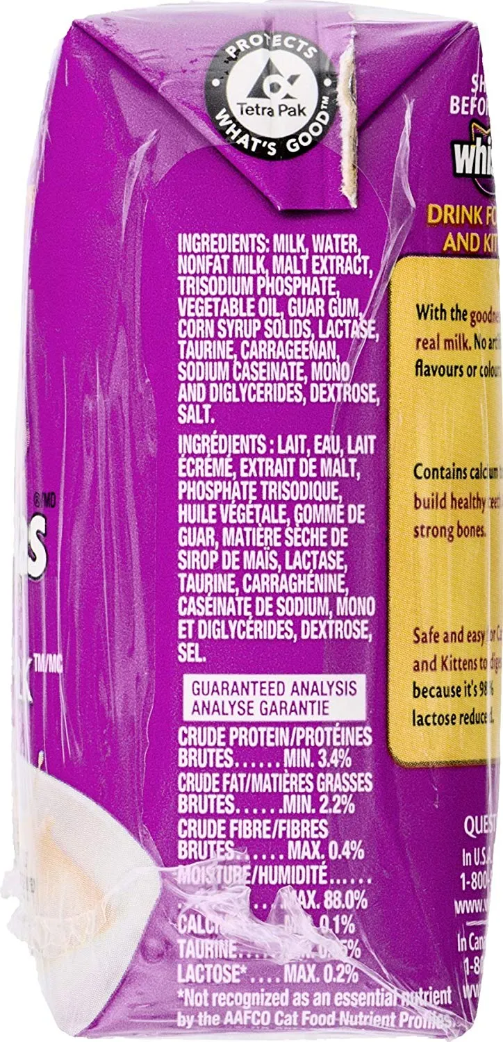 Leche para gatos y gatitos Whiskas, de 6,75 onzas líquidas (3 unidades)