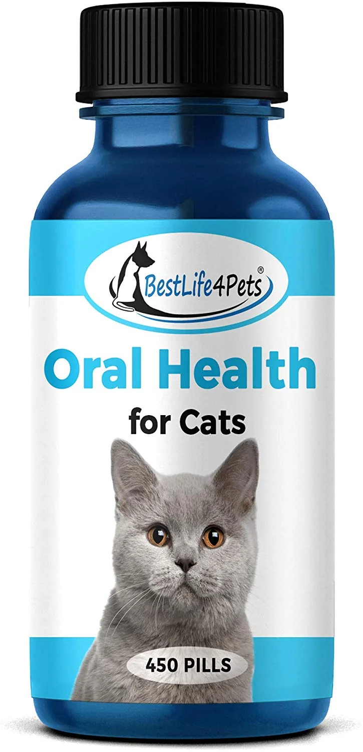 Oral Health for Cats Dental Treatment - Natural Stomatitis and Gingivitis Solution is Highly Effective for Feline Mouth Issues Including Tartar and Inflammed Gums - Easy to Use (450 pills)