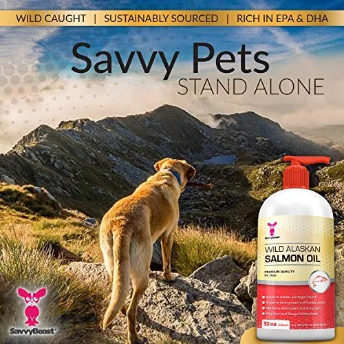 Wild Alaskan Salmon Oil for Dogs, Cats, Ferrets - 16 & 32oz Pure Unscented Liquid Omega 3 Fatty Acid Fish Oil for Dogs - EPA DHA supplement for Pets - Helps Joints, Dry Skin, Coat - Just Pump on Food